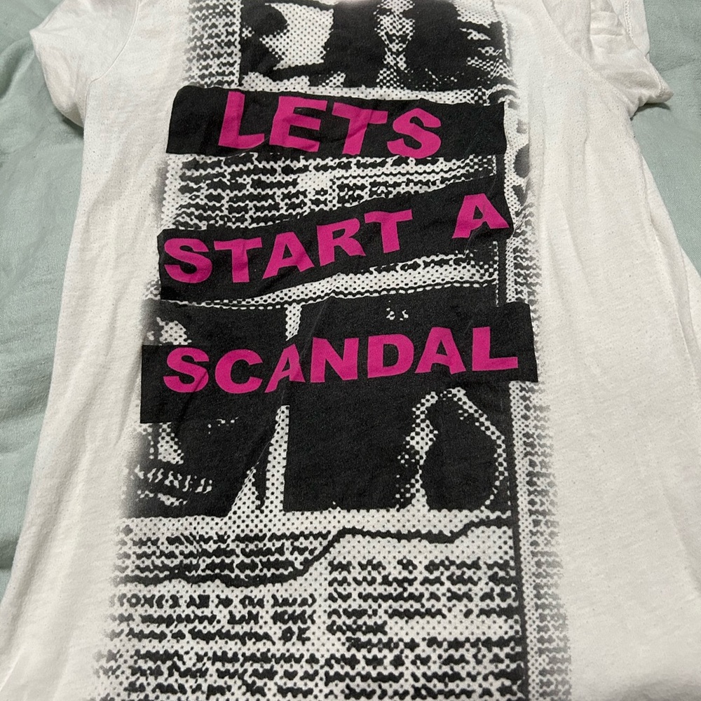 Local celebrity white tee with black and pink size medium